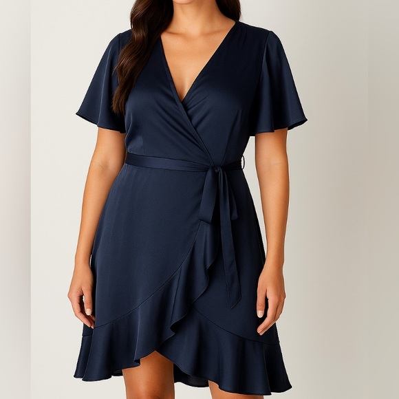SHEIN faux Wrap  Asymmetrical Black Dress - Picture 1 of 5